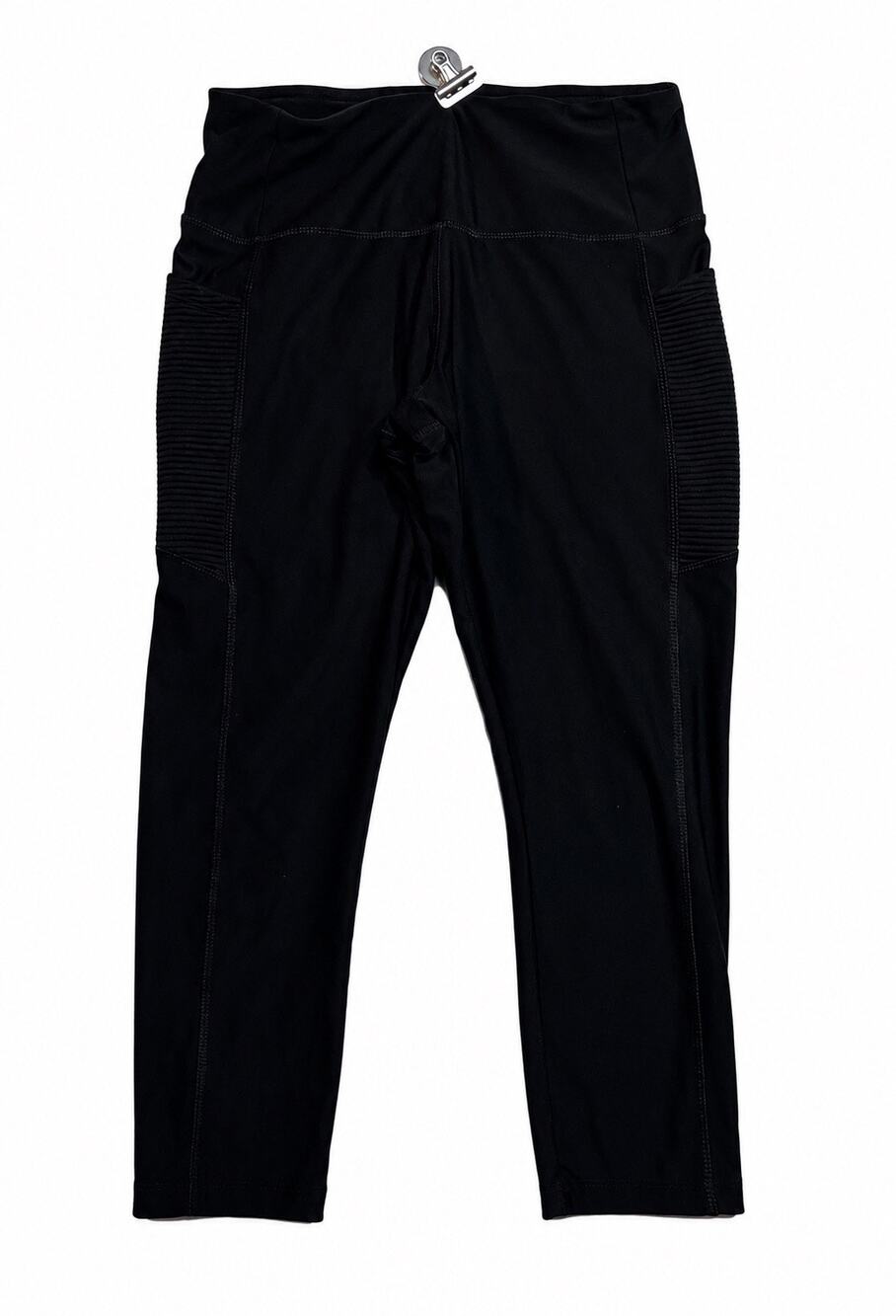 Yoga Athletica Black High Rise Yoga Pants Size S Thick Fabric Ribbed SidePockets
